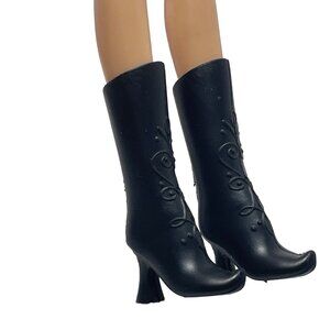 Disney Frozen Anna Black Barbie Doll Boots With Heels & Swirl Pattern - Fashion